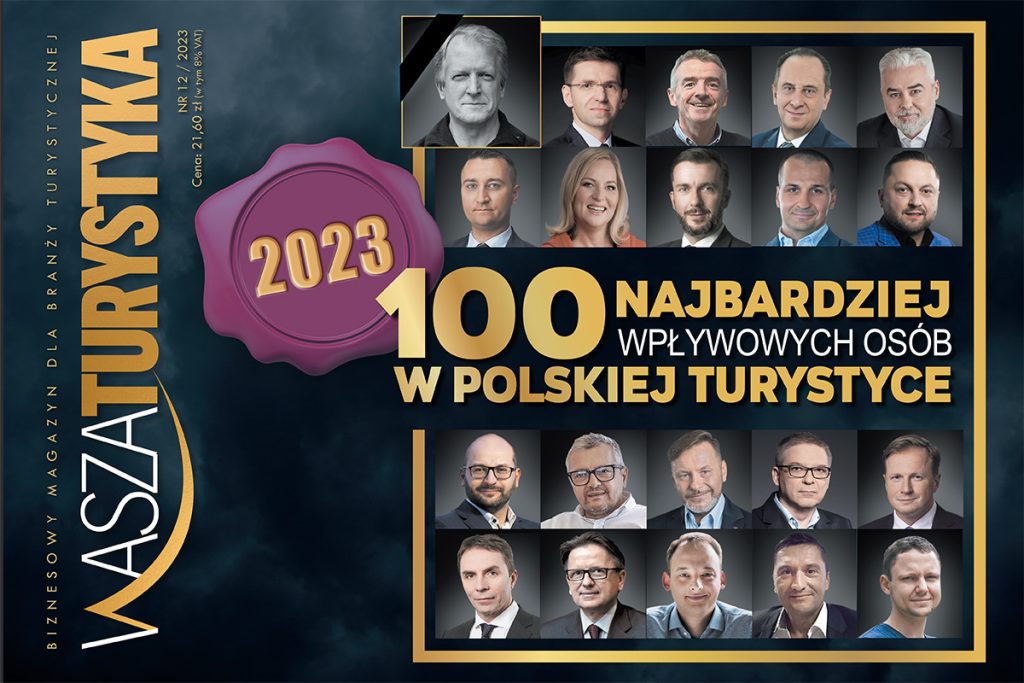 Banner ze zdjęciami pierwszych 20 najbardziej wpływowych osób w polskiej turystyce 2023 według Waszej Turystyki