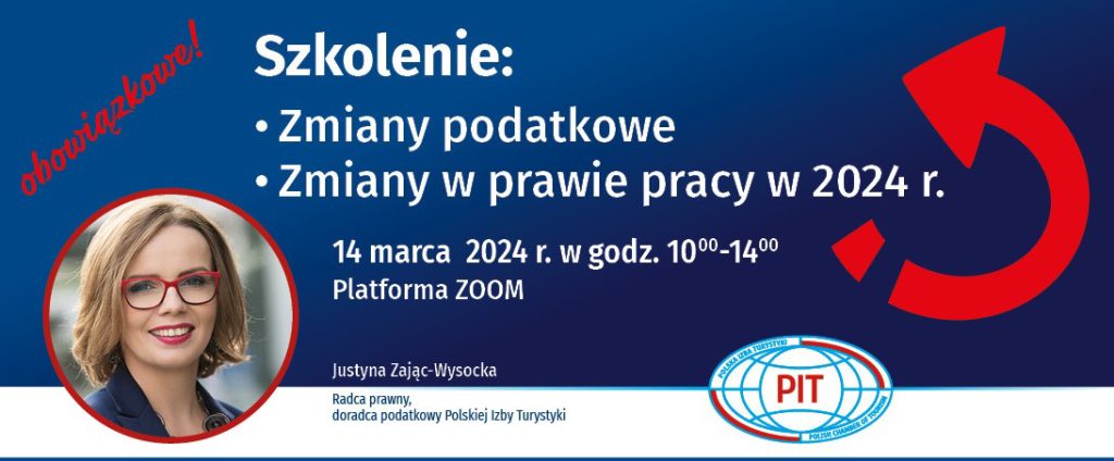 Graficzne zaproszenie PIT na szkolenie branży turystycznej