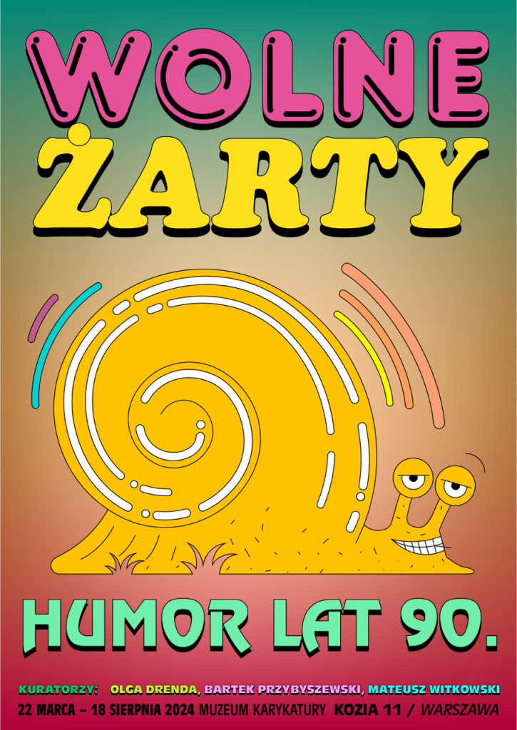 Plakat wystawy Wolne Żarty w Muzeum Karykatury w Warszawie