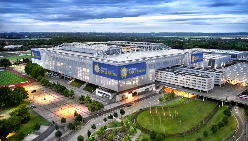Dusseldorf_Merkur-Spielarena_Fusballstadion. Widok z lotu ptaka.