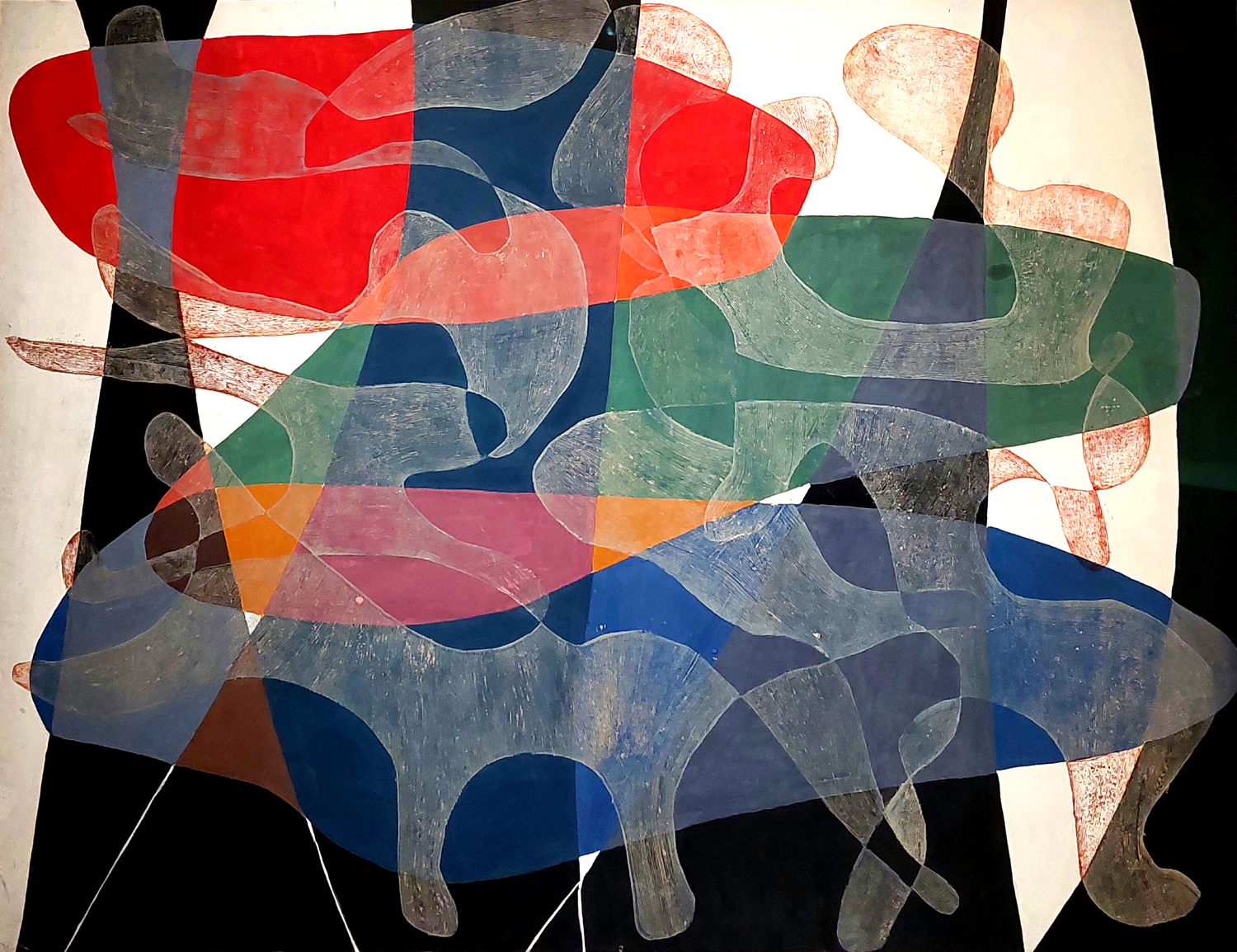 Maria Jarema, Wyrazy, 1954, monotypia i tempera na papierze.